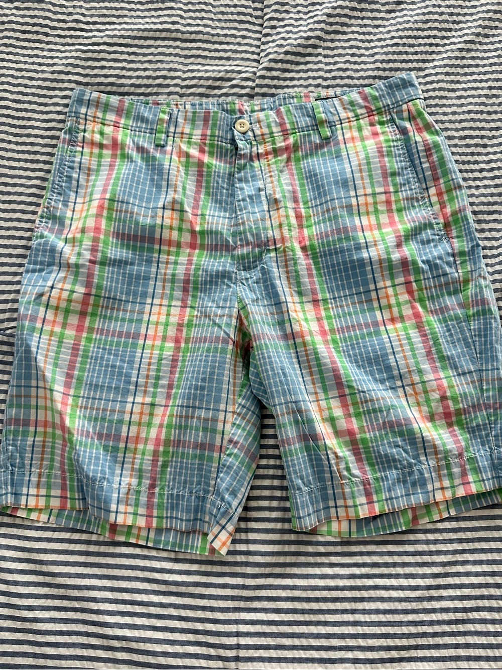 Vineyard Vines Multicolor Plaid Flat Front Shorts — Blue, Green & Pink